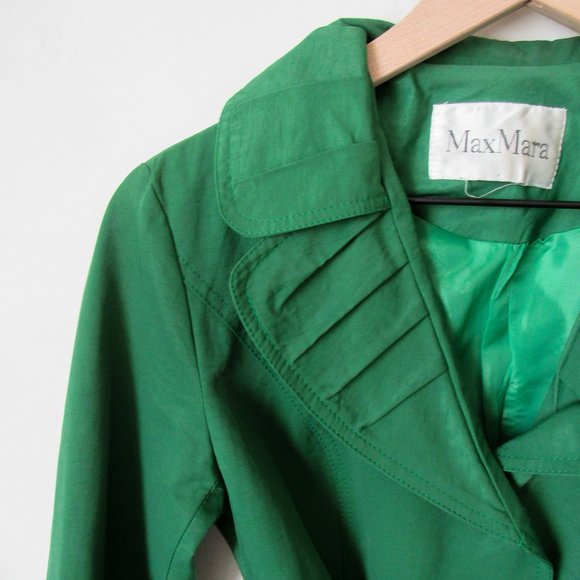MAXMARA Classic Chic Fall/Winter Lightweight Belted Jacket Green Designer -S - Picture 9 of 14